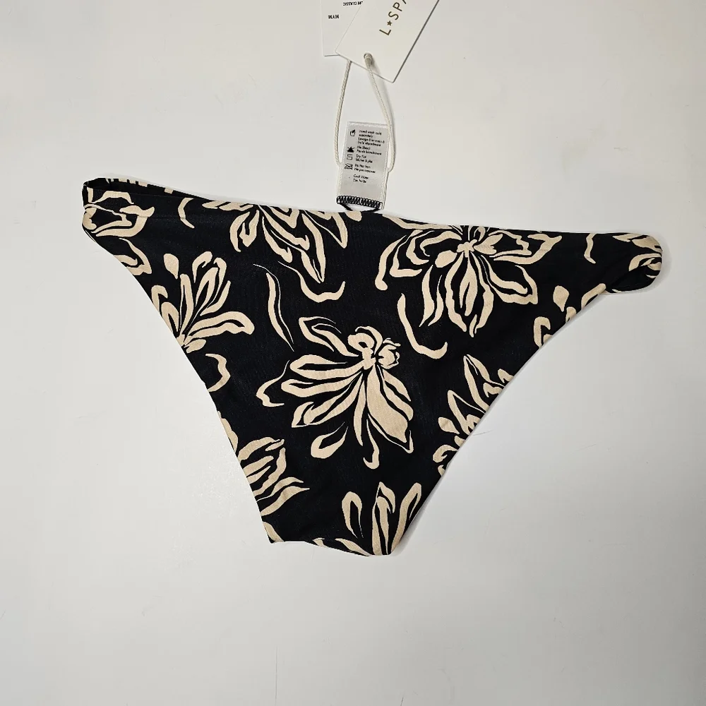 ​NWT L*Space Camacho Mystic Magnolia Ribbed Floral Bikini Bottom Size XS US 4